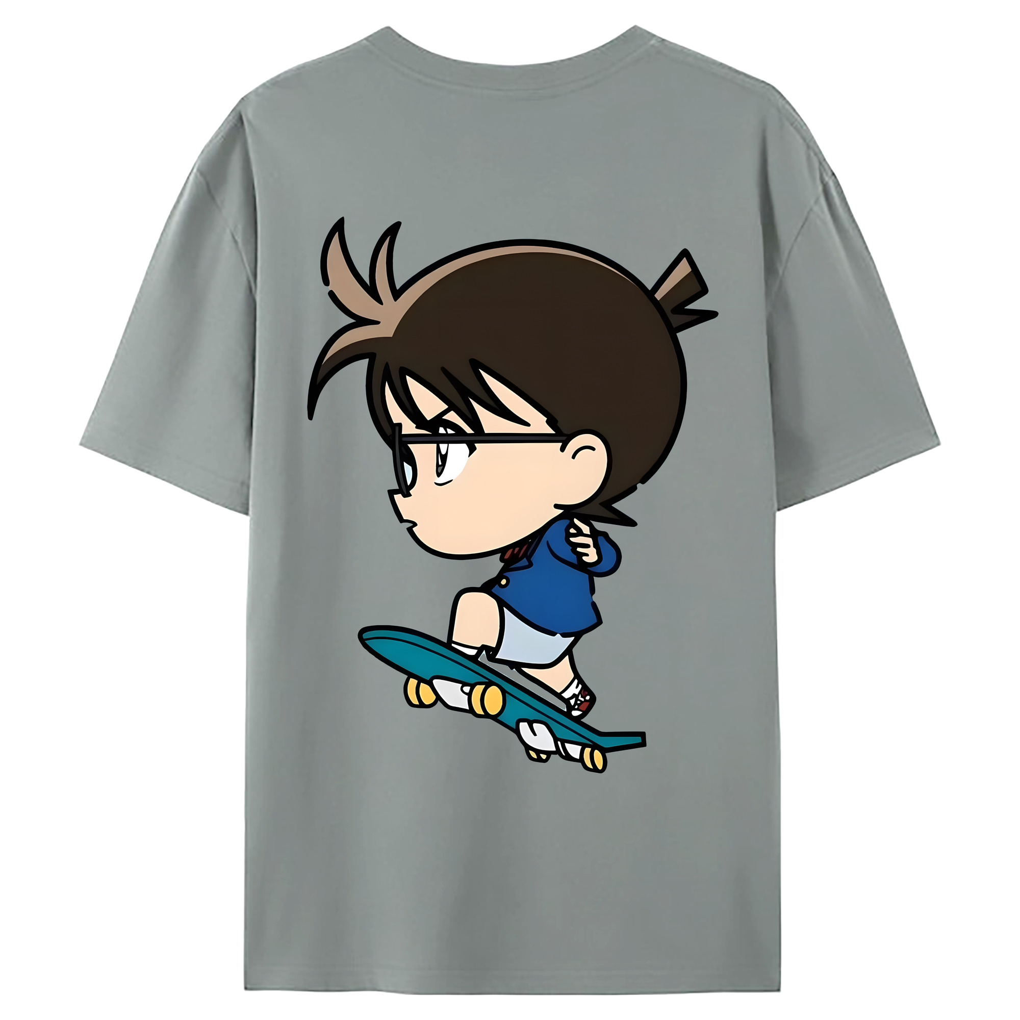 （画像用） 名探偵コナン 江戸川 コナン Detective Conan Conan Edogawa 綿100％ メンズ半袖Tシャツ（バックプリント） 通気性